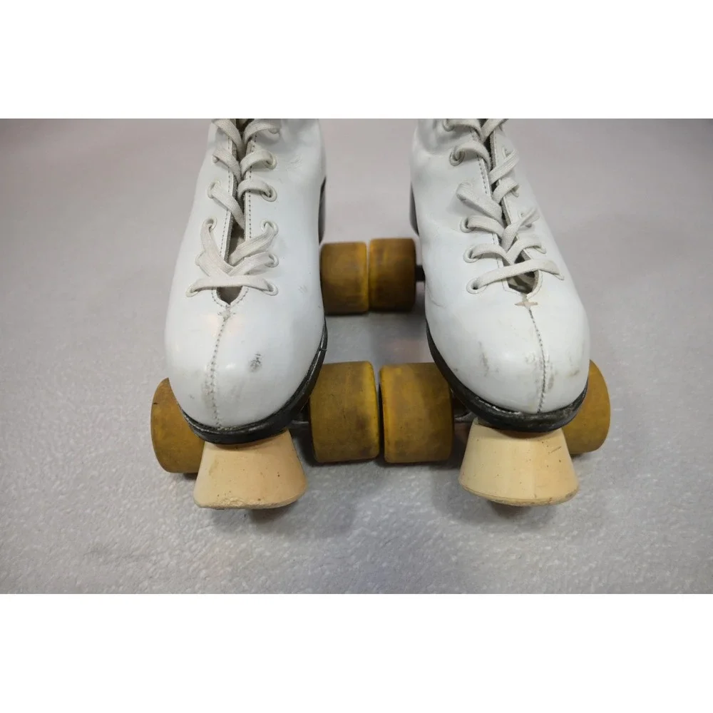 Chicago Roller Skates Unisex‎ Size 5 White Vintage Quad Leather Lace Up Good